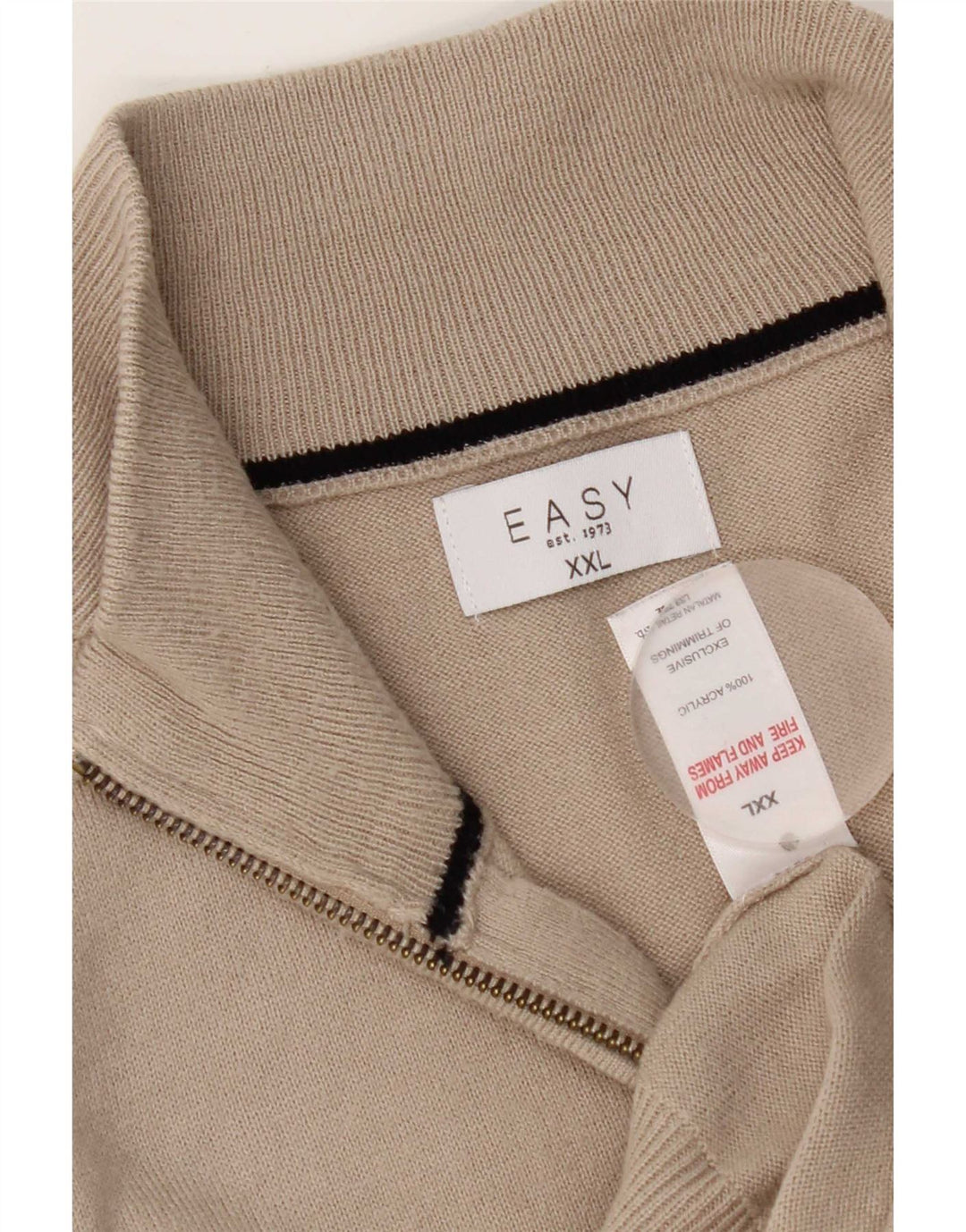 Easy Pull col zippé pour homme 2XL Beige Acrylique