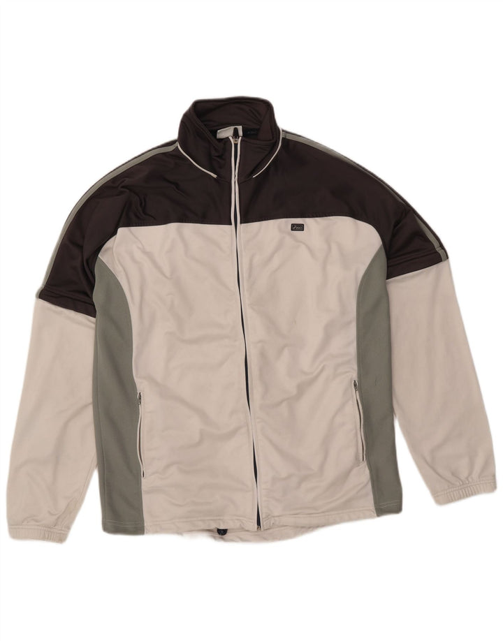 Asics Veste de survêtement pour homme Large Blanc Colourblock