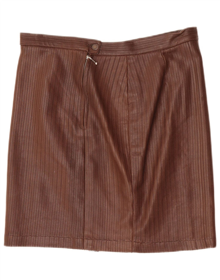 jupe en cuir femme vintage W34 Grand chevron marron