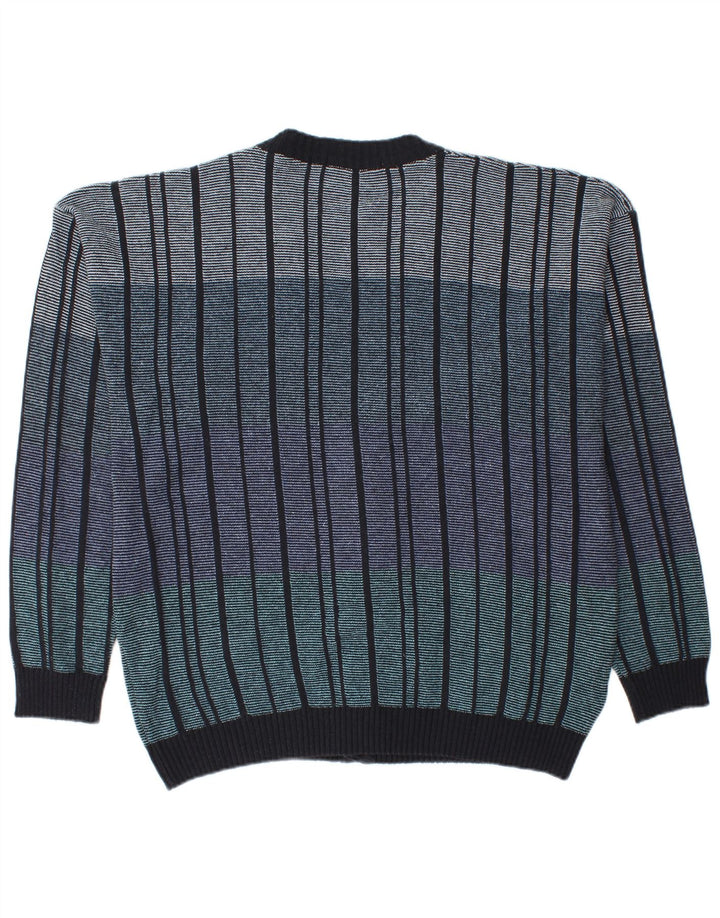 Cassan Pull Cardigan Homme IT 52 Large Coton Rayé Multicolore