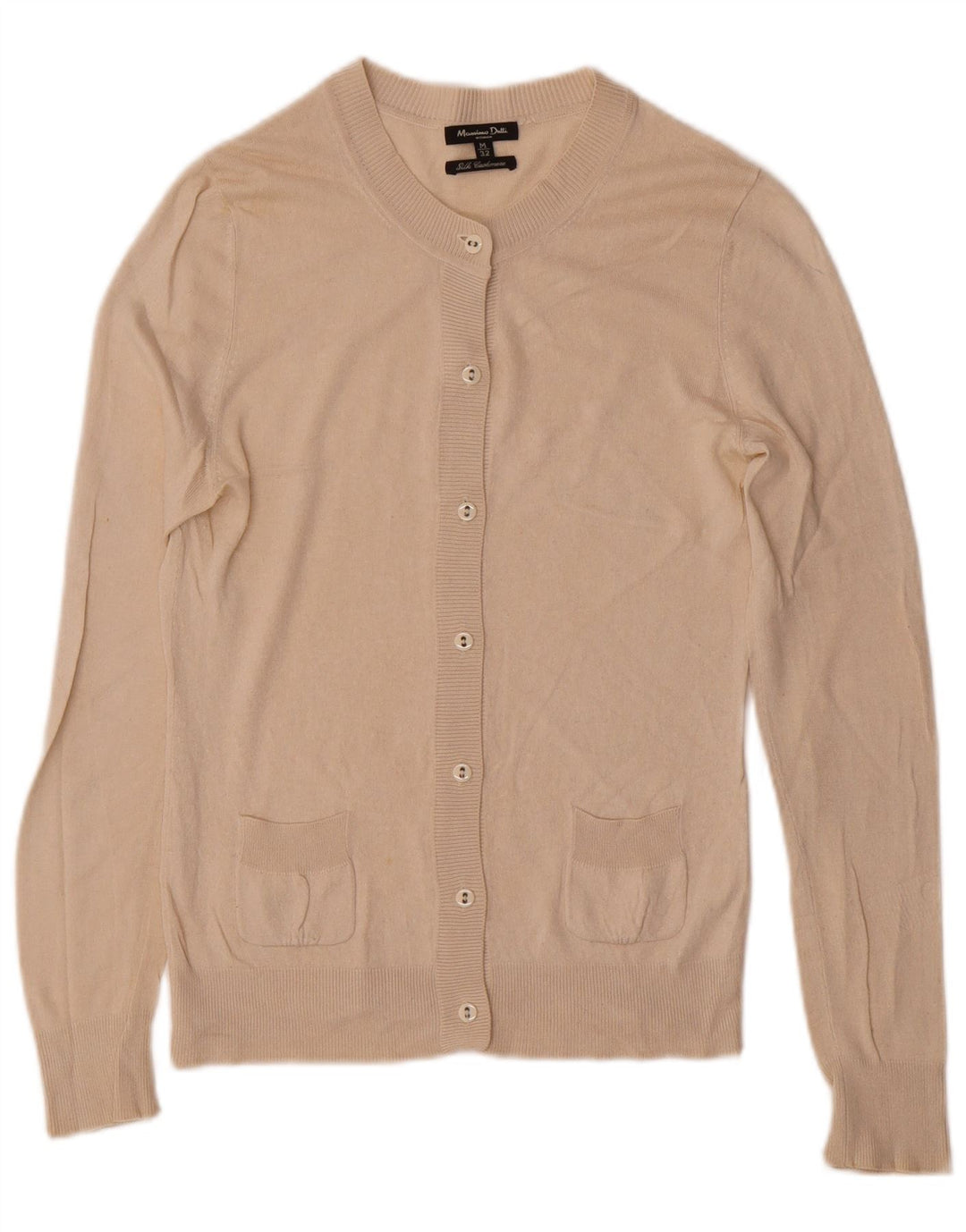 Massimo Dutti Cardigan pour femme en soie beige moyen UK 12