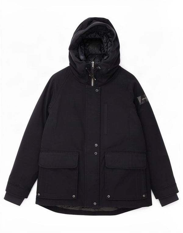 Woolrich Veste matelassée à capuche pour femme UK 10 Small Bleu marine Coton