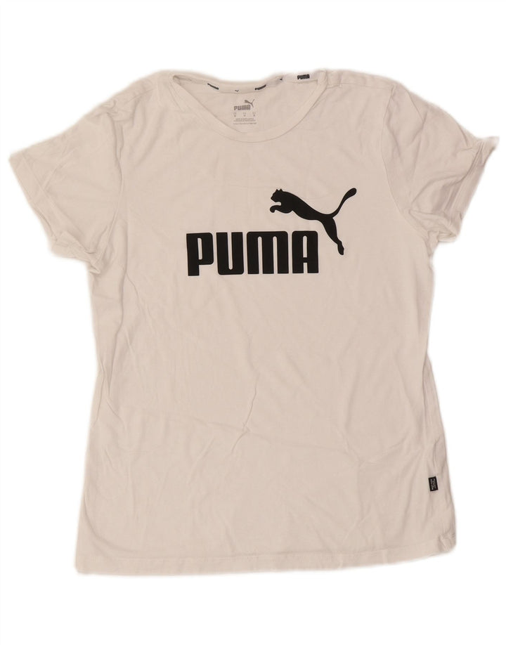 Puma T-shirt graphique pour femme UK 12 Blanc moyen