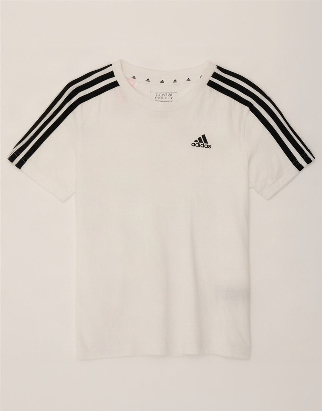Adidas T-Shirt Top Garçon 7-8 ans Blanc Coton