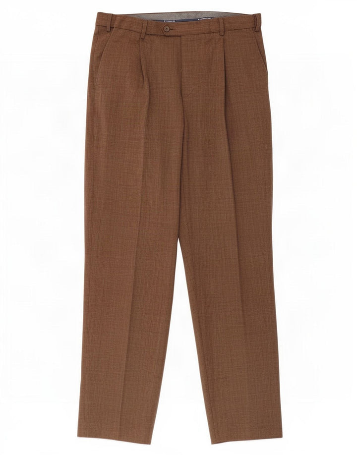 Marks & Spencer Pantalon de costume coupe classique pour homme W34 L33 Marron à carreaux