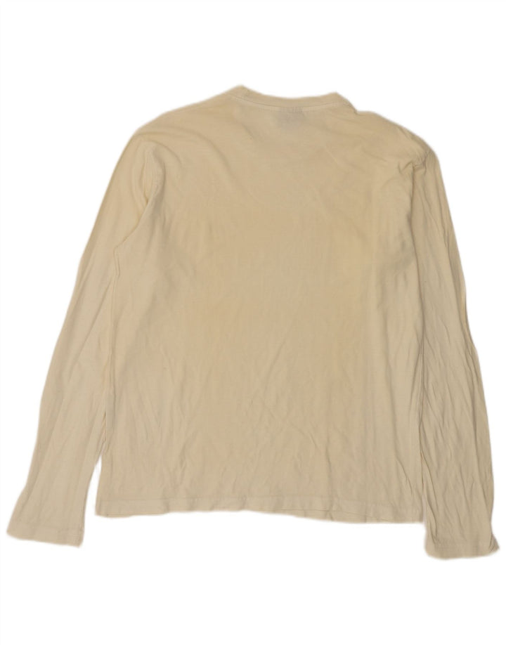 LEVI'S Top Femme Manches Longues UK 16 Large Blanc Cassé Coton