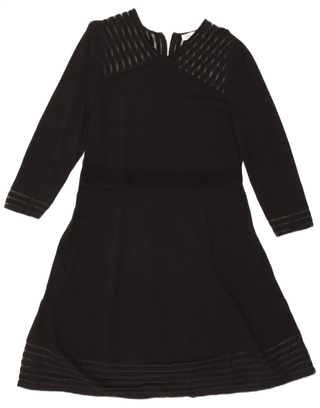 CALVIN KLEIN Robe trapèze à manches longues pour femme UK 18 XL Rayonne rayée noire