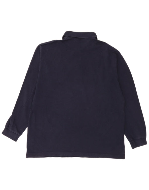Kappa Polo à manches longues pour homme en coton bleu marine Large