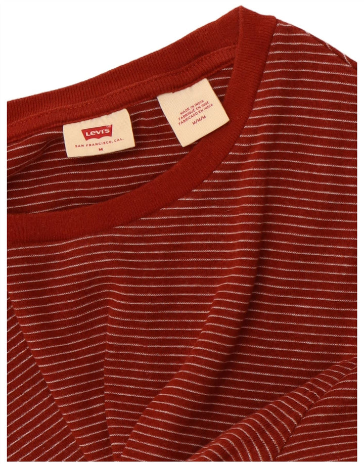 LEVI'S T-Shirt Femme UK 12 Marron Moyen Rayé