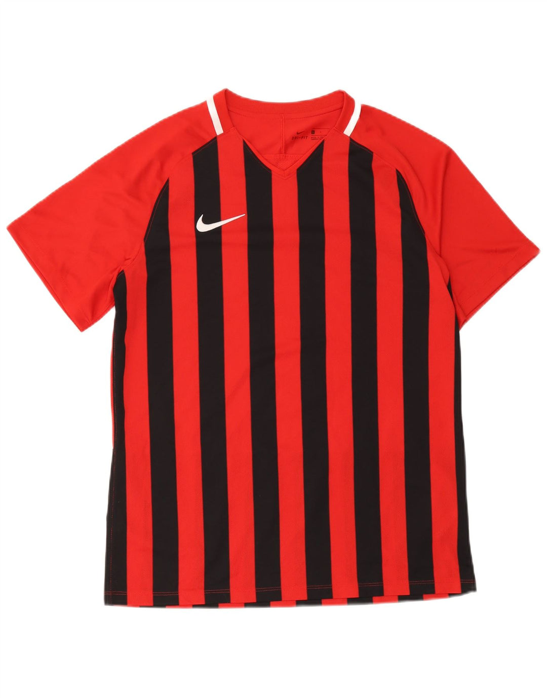 Nike Hommes Dri Fit T-Shirt Haut Large Rouge Rayé Polyester