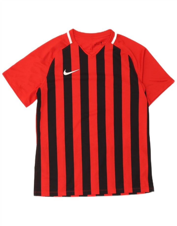 Nike Hommes Dri Fit T-Shirt Haut Large Rouge Rayé Polyester