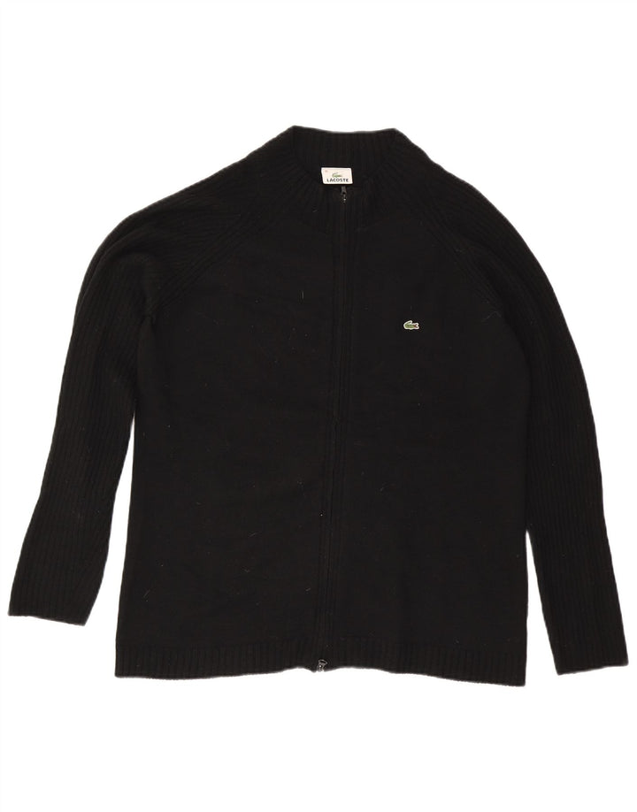 Lacoste Femme Cardigan Pull Taille 46 XL Laine Noire