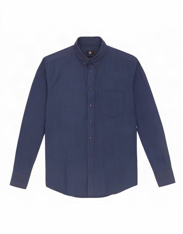 Dack's Chemise Regular Fit Homme Petit Coton Vichy Bleu Marine