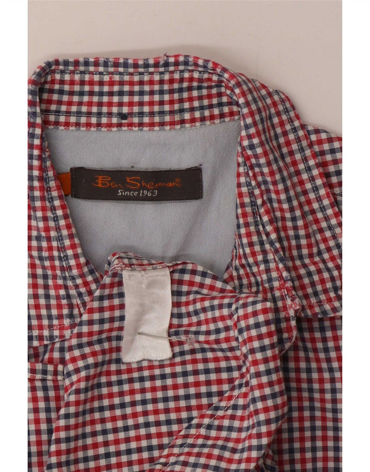 Ben Sherman Chemise à manches courtes pour homme en coton vichy rouge moyen