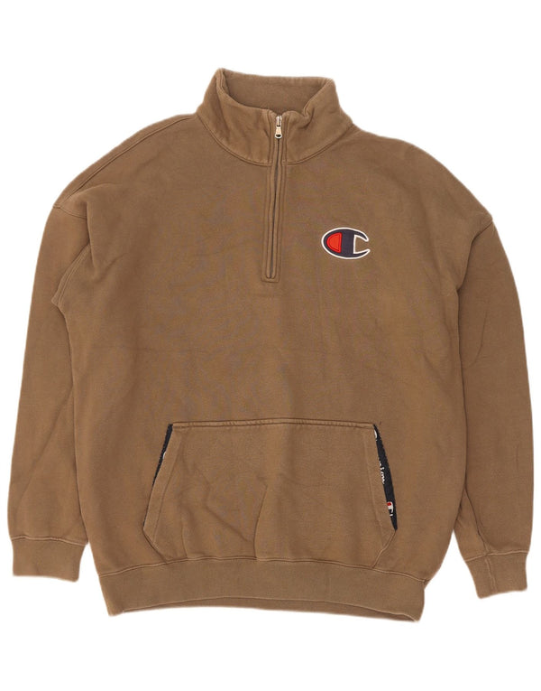 Champion Sweat-shirt à col zippé pour homme Grand coton beige