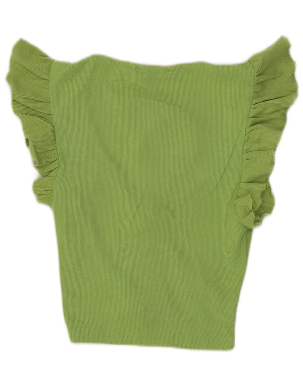 Zara Womens Crop Blouse Top UK 8 Petit Vert