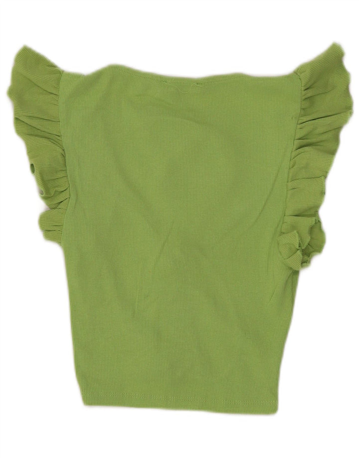 Zara Womens Crop Blouse Top UK 8 Petit Vert