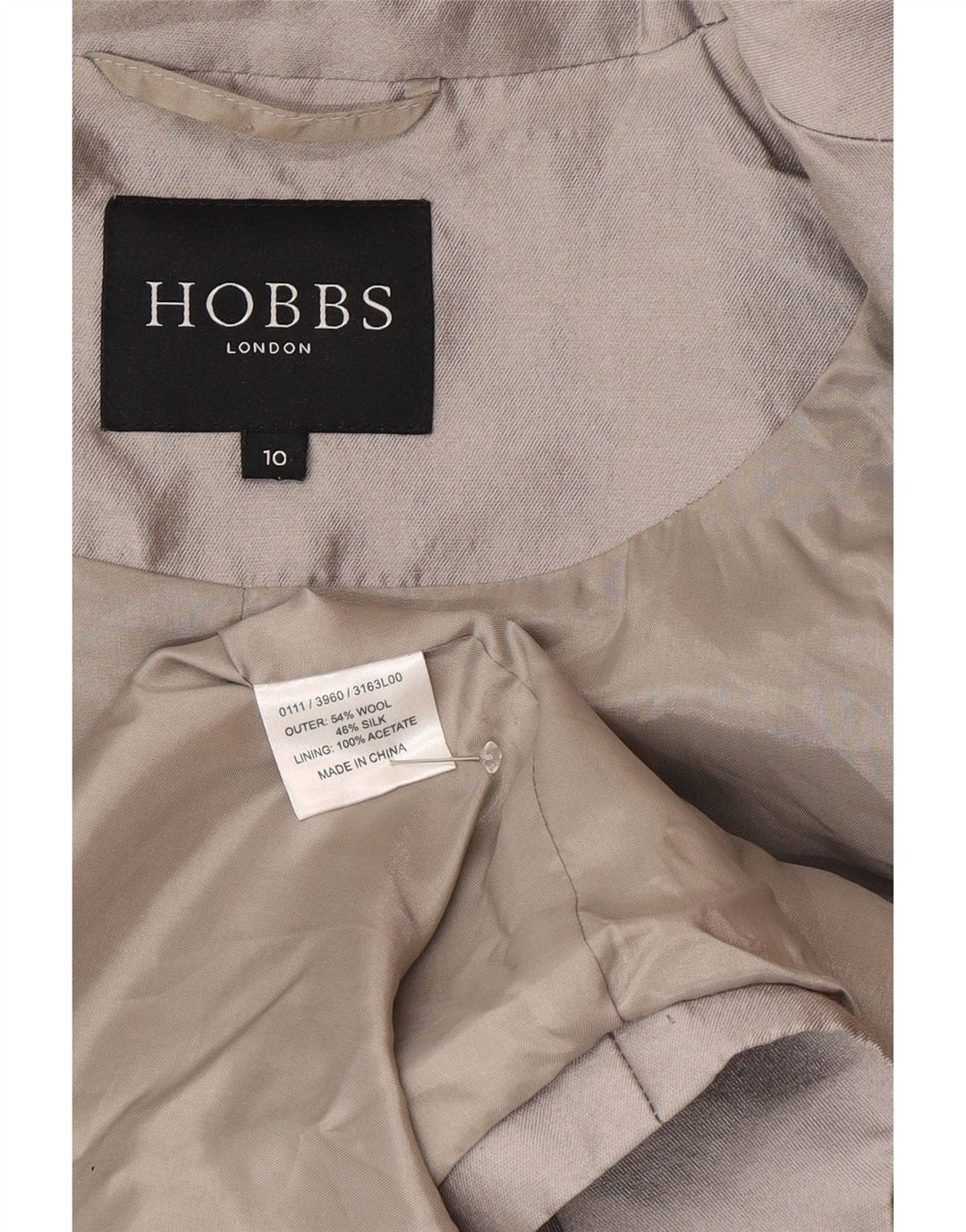 Hobbs Manteau Femme UK 10 Petite Laine Grise