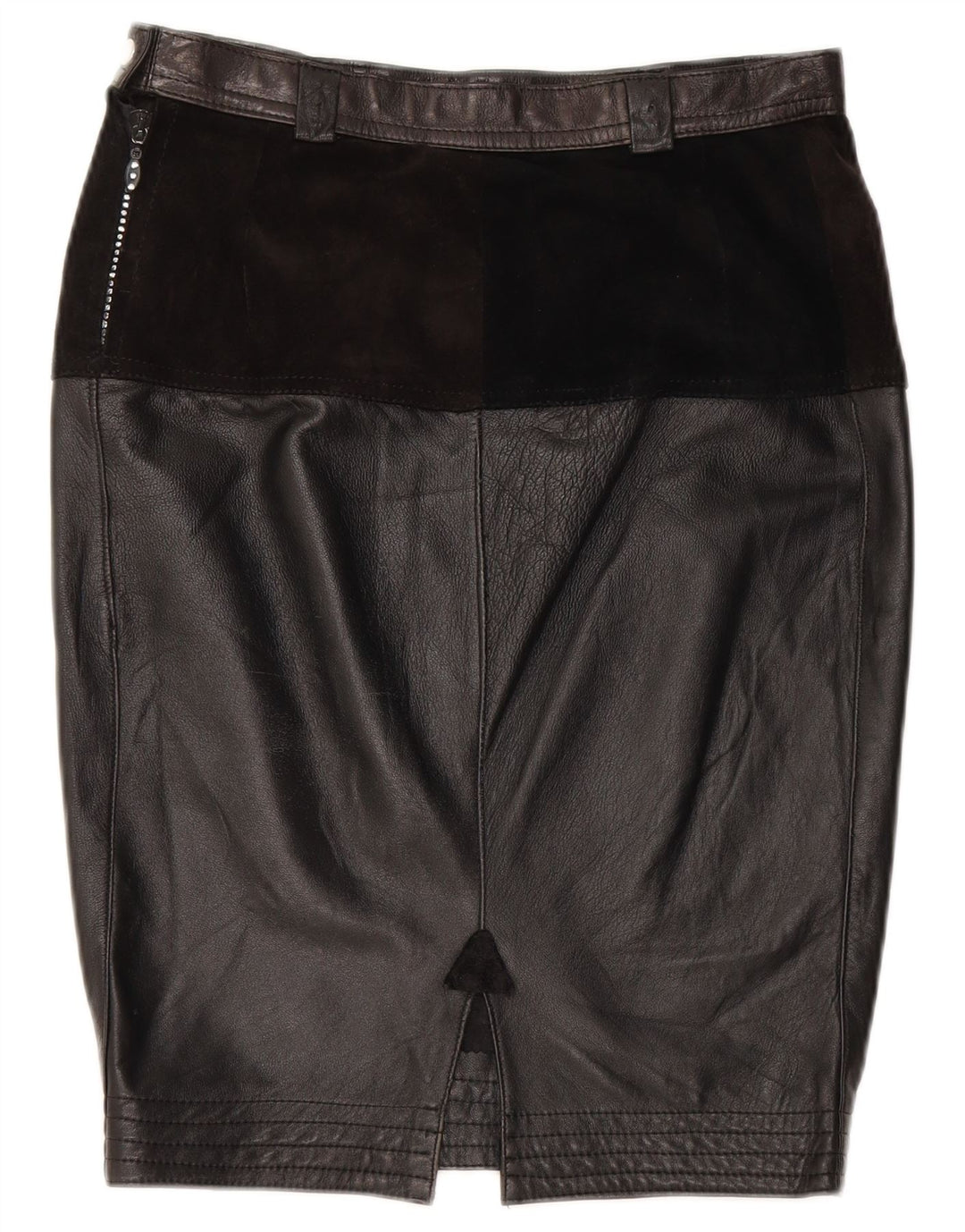 VINTAGE Jupe en cuir femme Medium W28 Noir