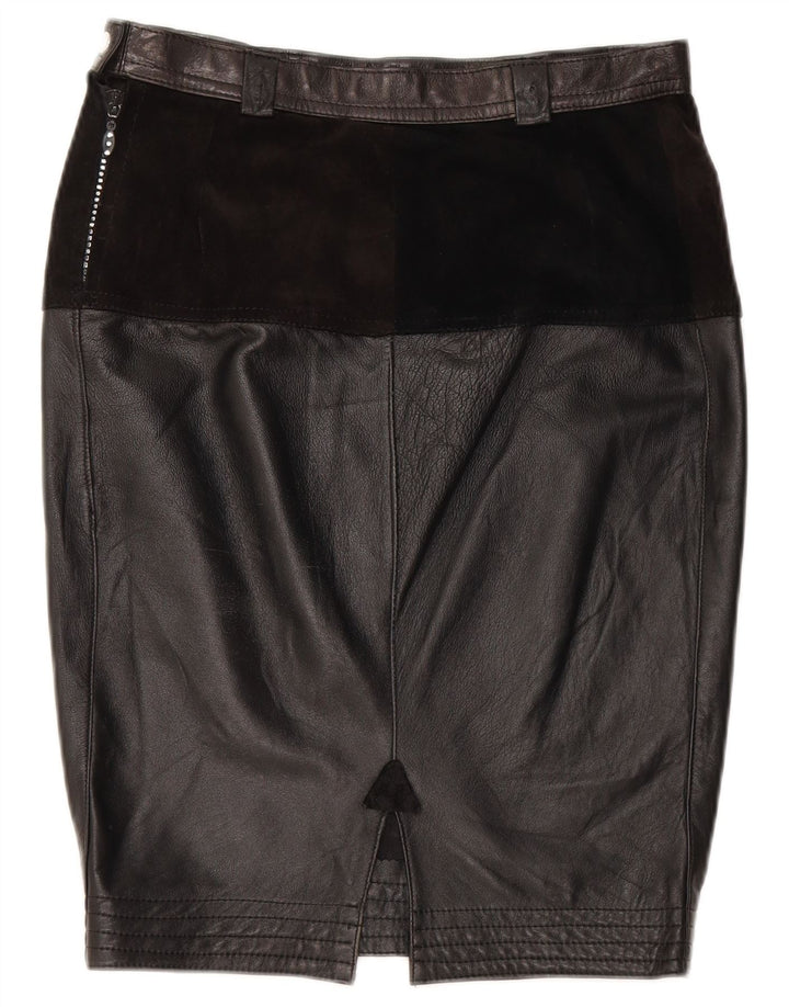 VINTAGE Jupe en cuir femme Medium W28 Noir