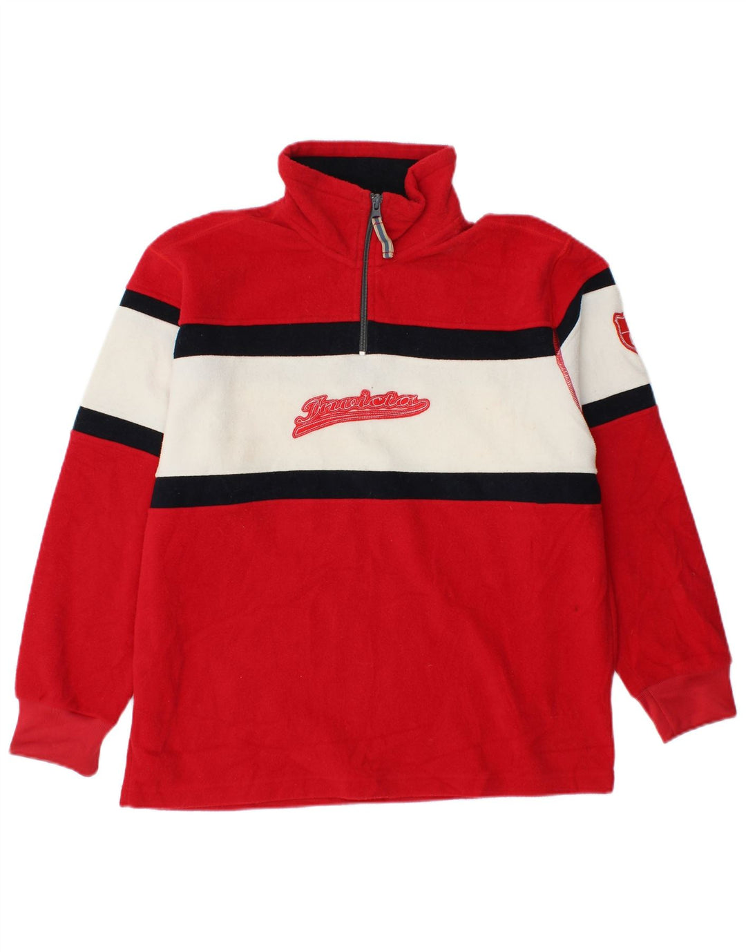 INVICTA Pull polaire graphique à col zippé pour homme, petit color block rouge