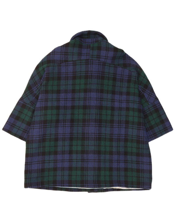 vintage Femme Pardessus UK 18 XL Bleu Marine Check