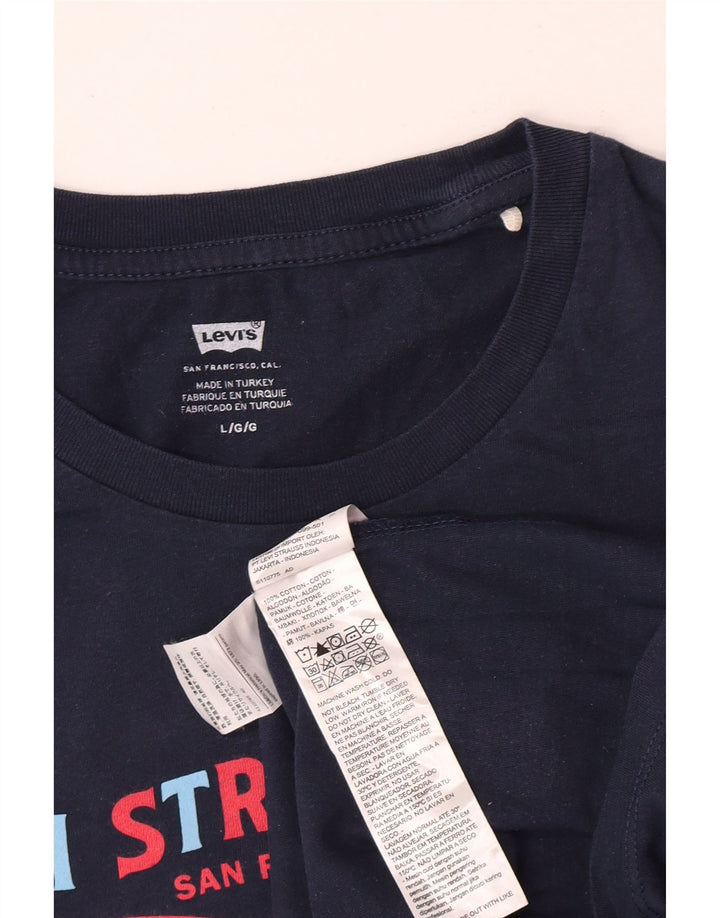 Levi's T-Shirt Graphique Homme Bleu Marine Large Coton