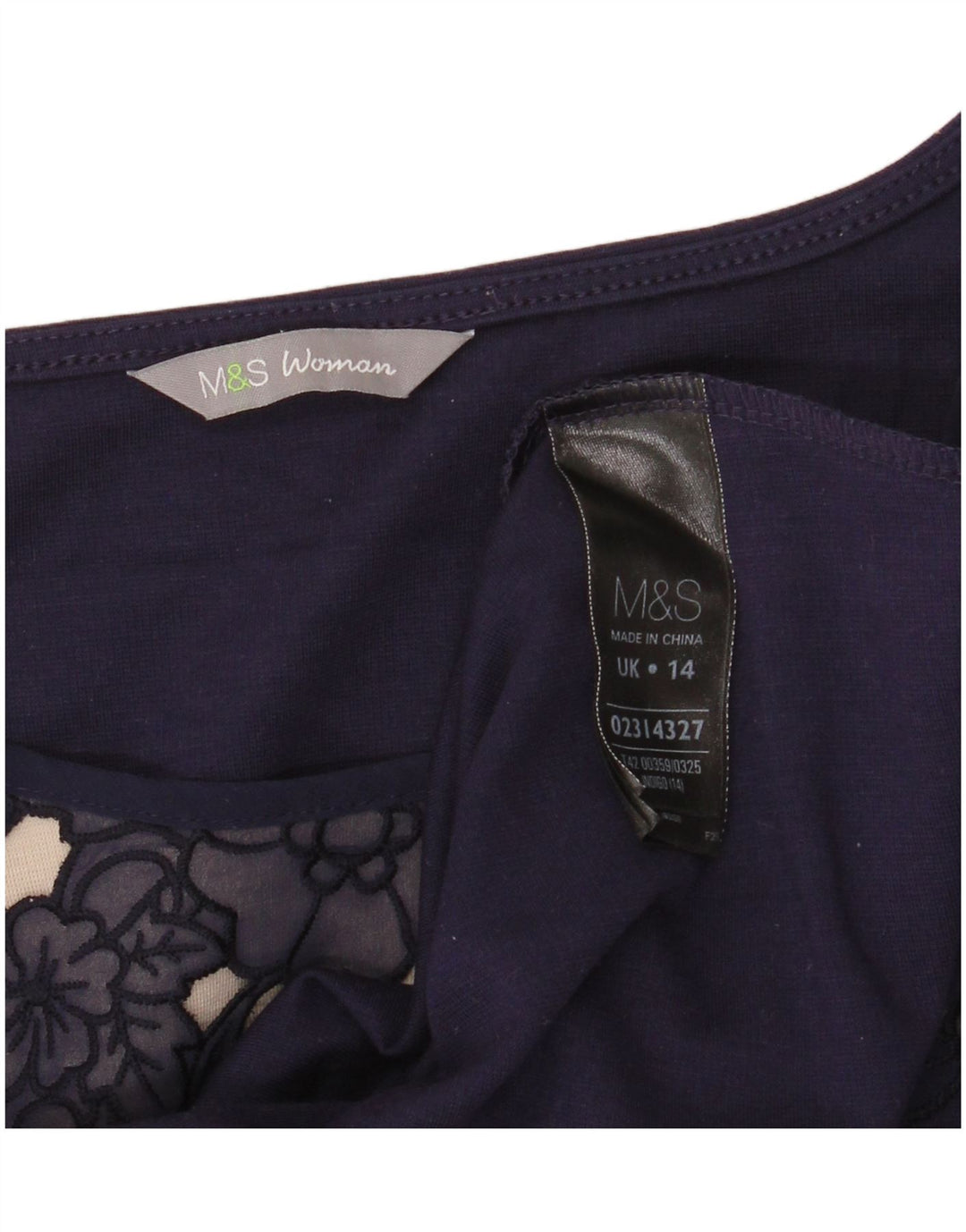 MARKS & SPENCER Robe trapèze pour femme UK 44 Bleu marine moyen à fleurs