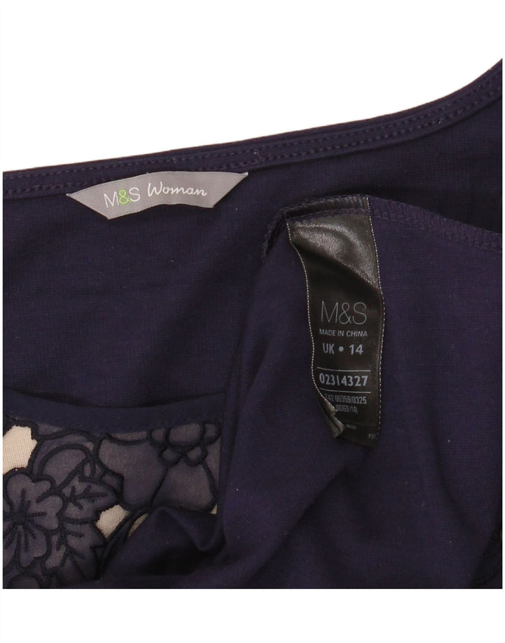 MARKS & SPENCER Robe trapèze pour femme UK 44 Bleu marine moyen à fleurs