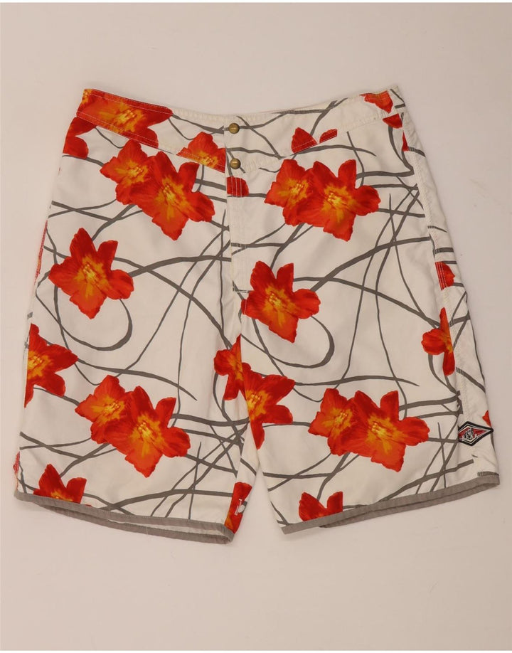 Bear Short de bain réversible pour homme en polyester blanc moyen