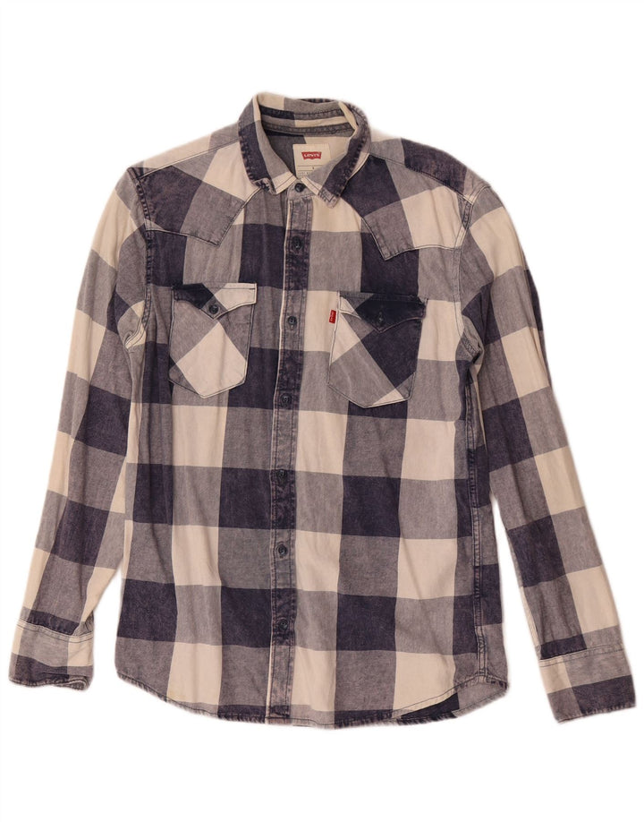 Levi's Chemise Flanelle Homme Bleu Marine Petit Carreau Coton