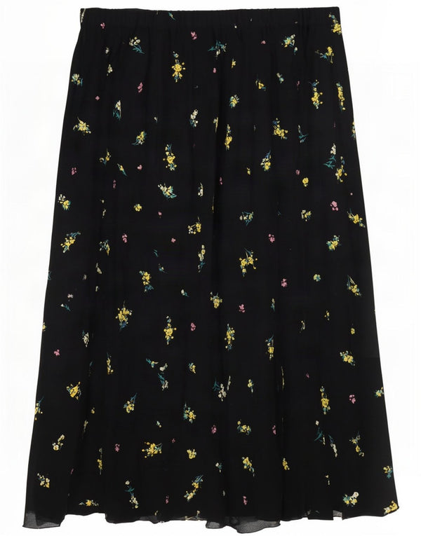Marks & Spencer Jupe trapèze pour femme UK 14 Large W32 Viscose florale noire
