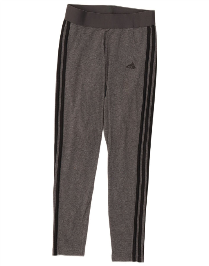 ADIDAS Leggings Femme UK 8/10 Petit Gris Coton