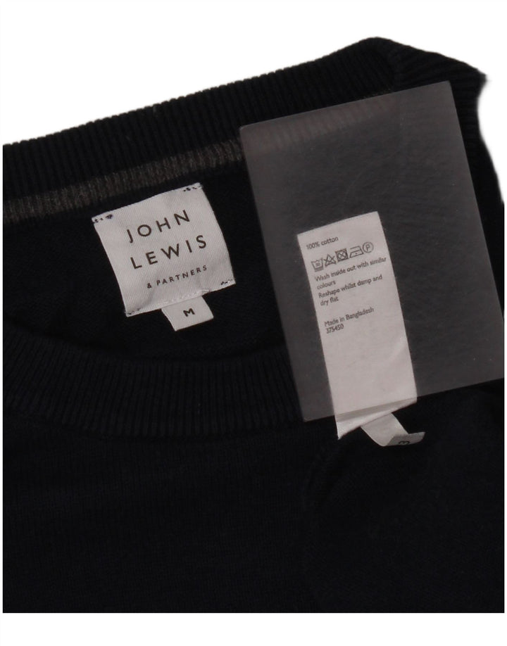John Lewis Pull à col rond pour homme en coton bleu marine moyen