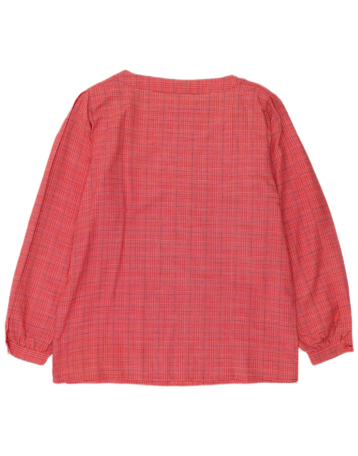 vintage Femme Manches Longues Blouse Top UK 14 Medium Pink Check
