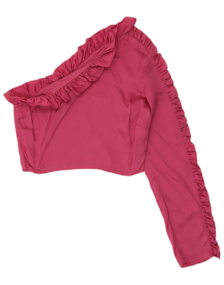 & OTHER STORIES Womens Crop One Shoulder Top EU 36 Small Pink Lyocell