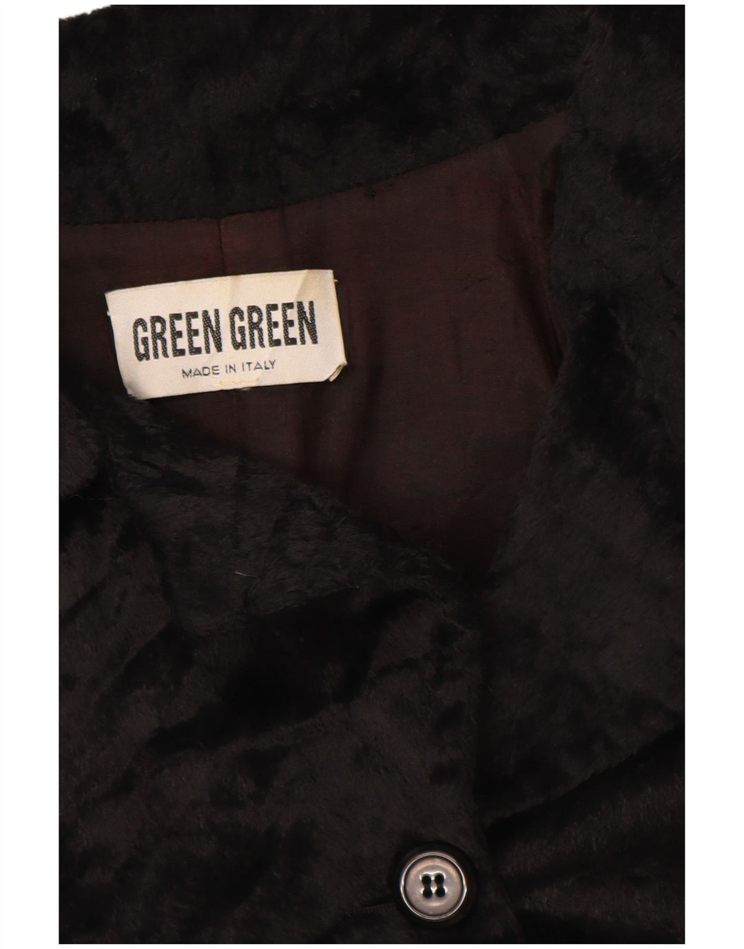 vintage Femme Fausse Fourrure Veste UK 12 Moyen Noir Polyamide