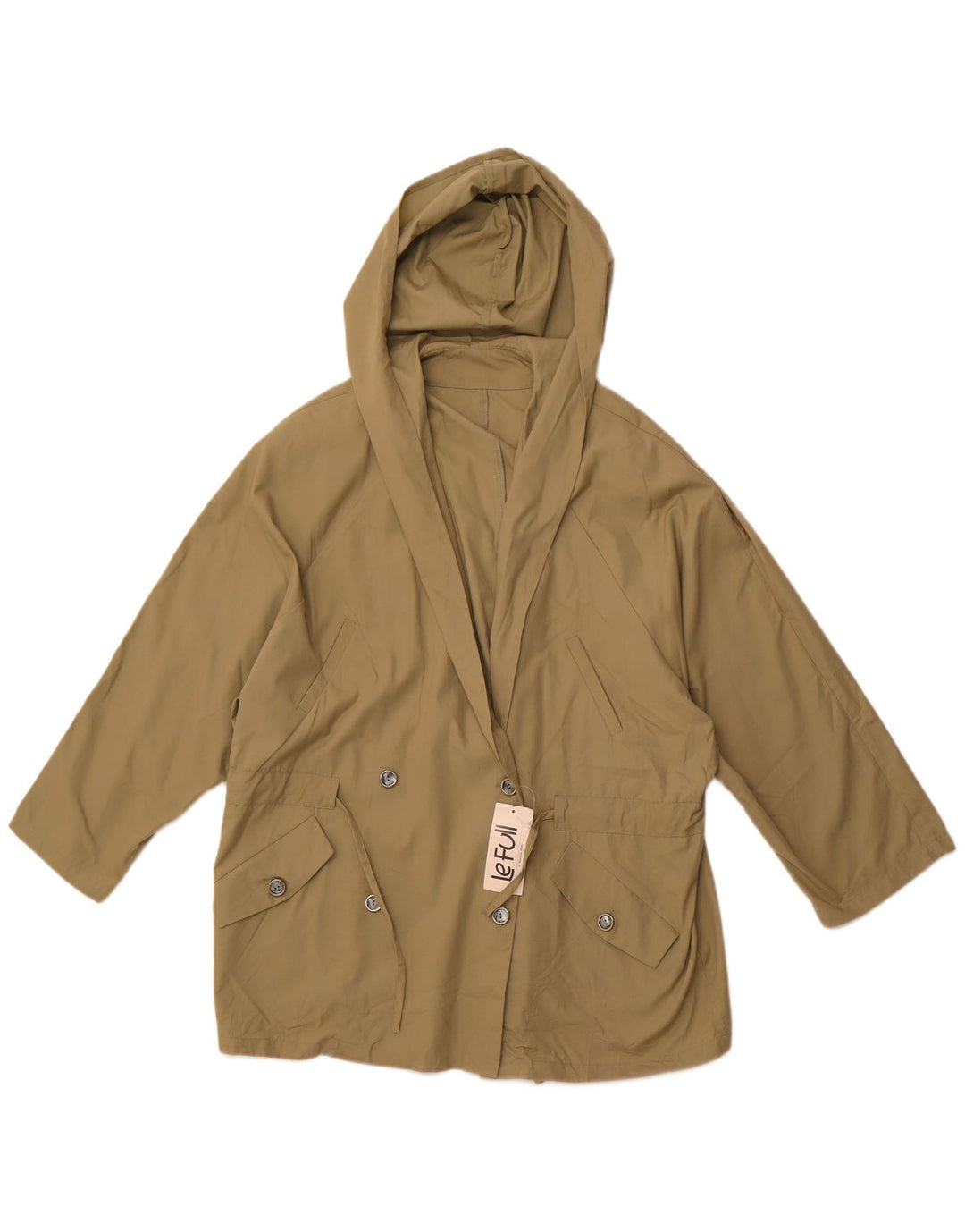 LE FULL Manteau surdimensionné à capuche double boutonnage pour femme UK 14 Kaki moyen