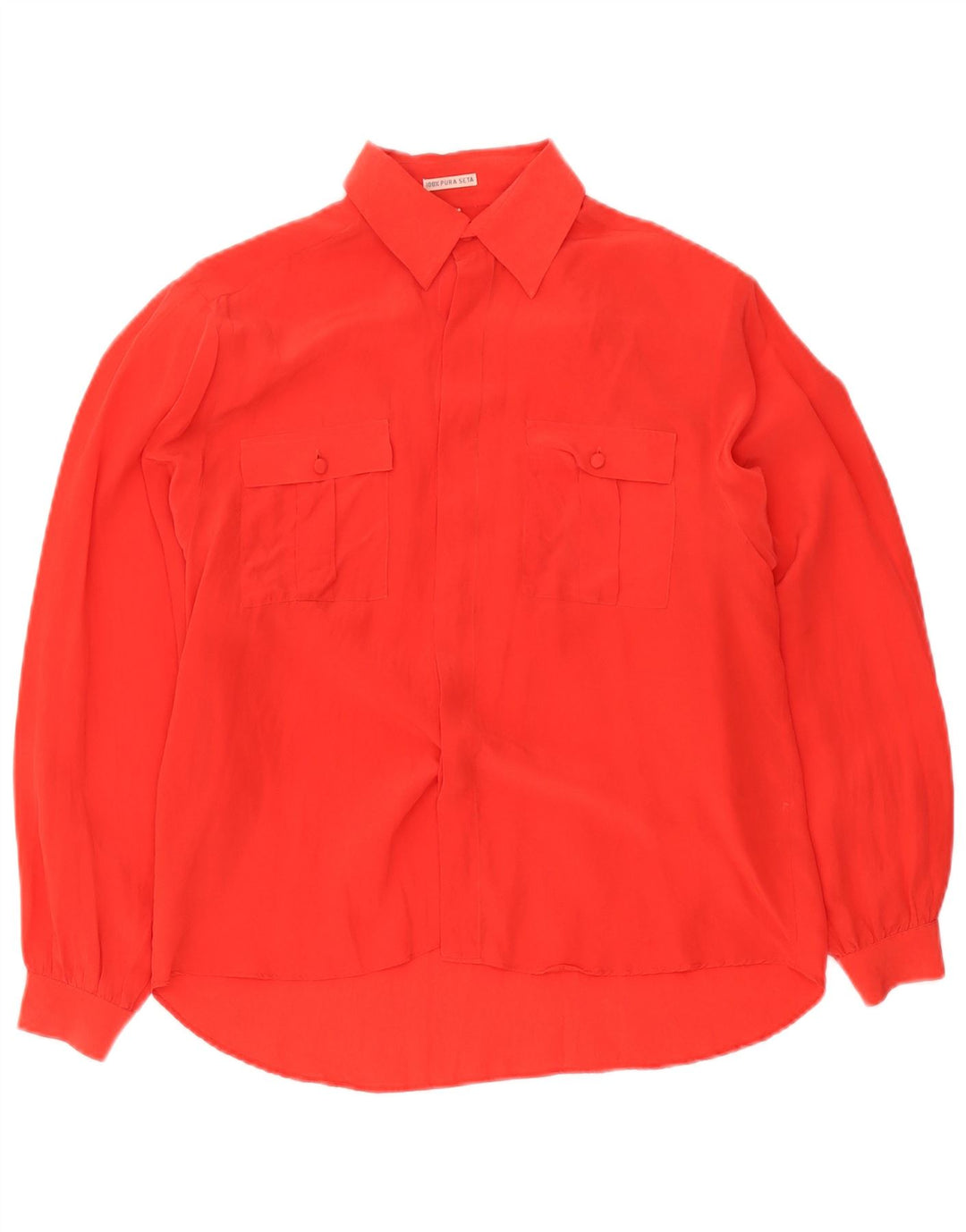 vintage Femme Chemise Oversize Blouse EU 36 Petite Soie Rouge