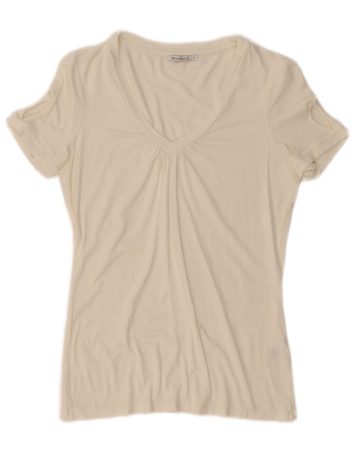 Marella T-shirt pour femme UK 10 Small Blanc cassé
