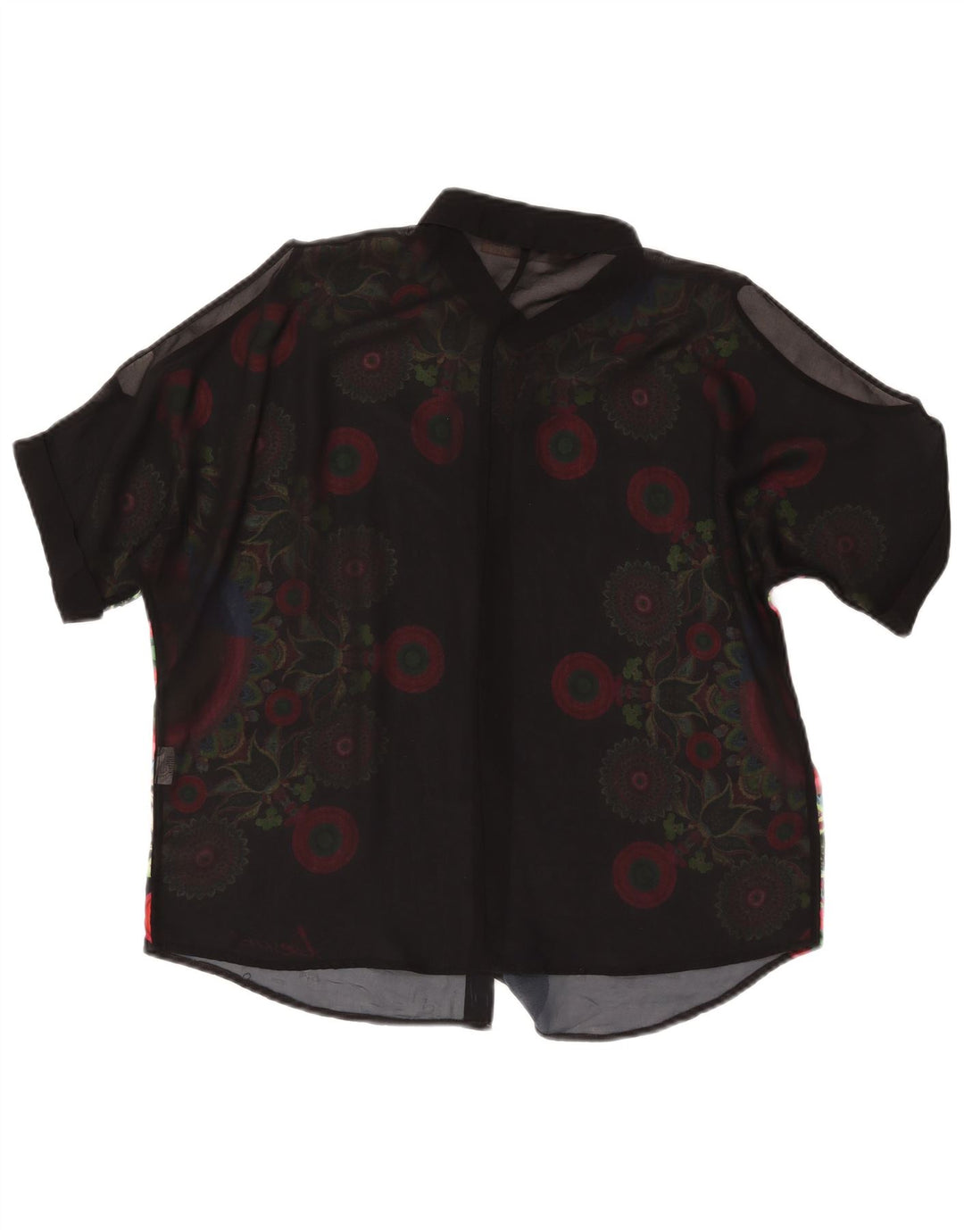DESIGUAL Chemisier transparent pour femme UK 16 Large Noir Floral