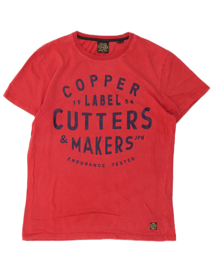 SUPERDRY Homme T-Shirt Graphique Haut Large Rouge Coton