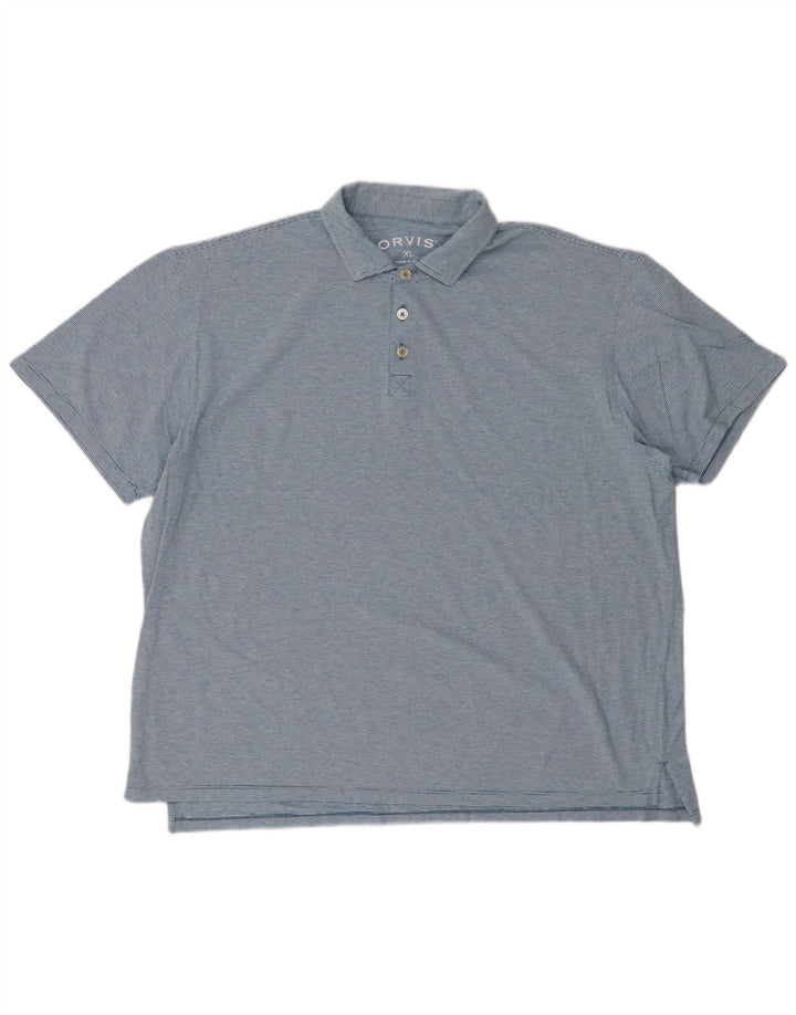 ORVIS Polo Homme XL Bleu Rayure Coton