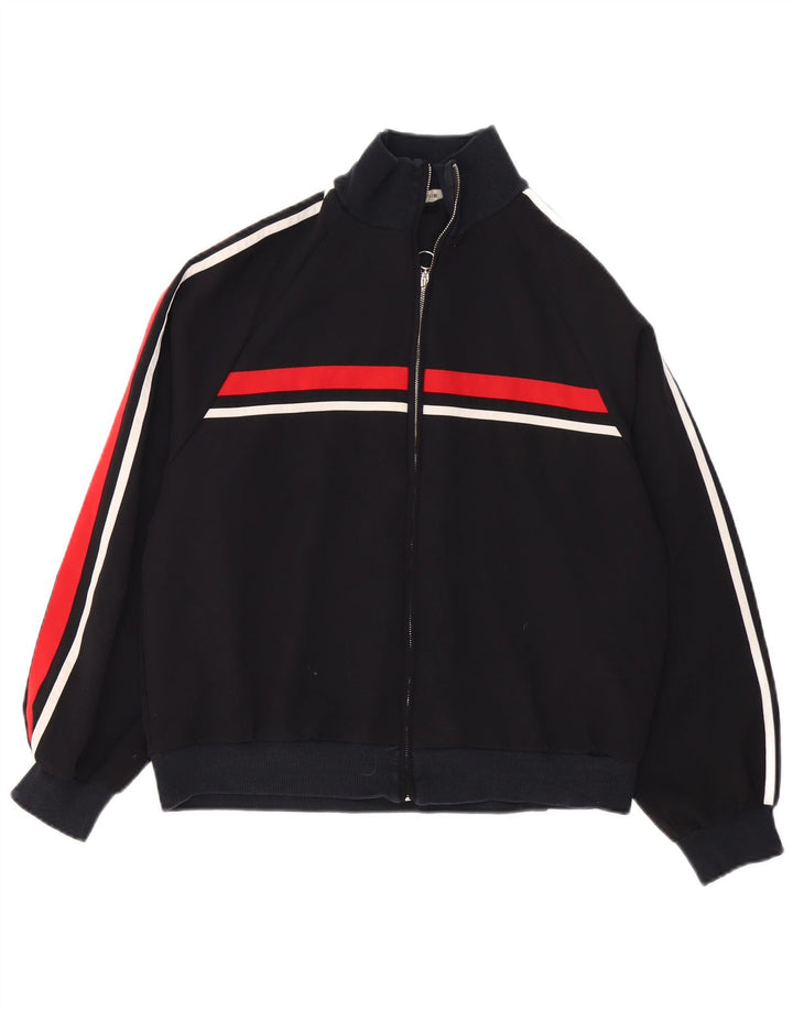 Zara Veste de survêtement pour femme UK 16 Large Noir Colorblock Polyester