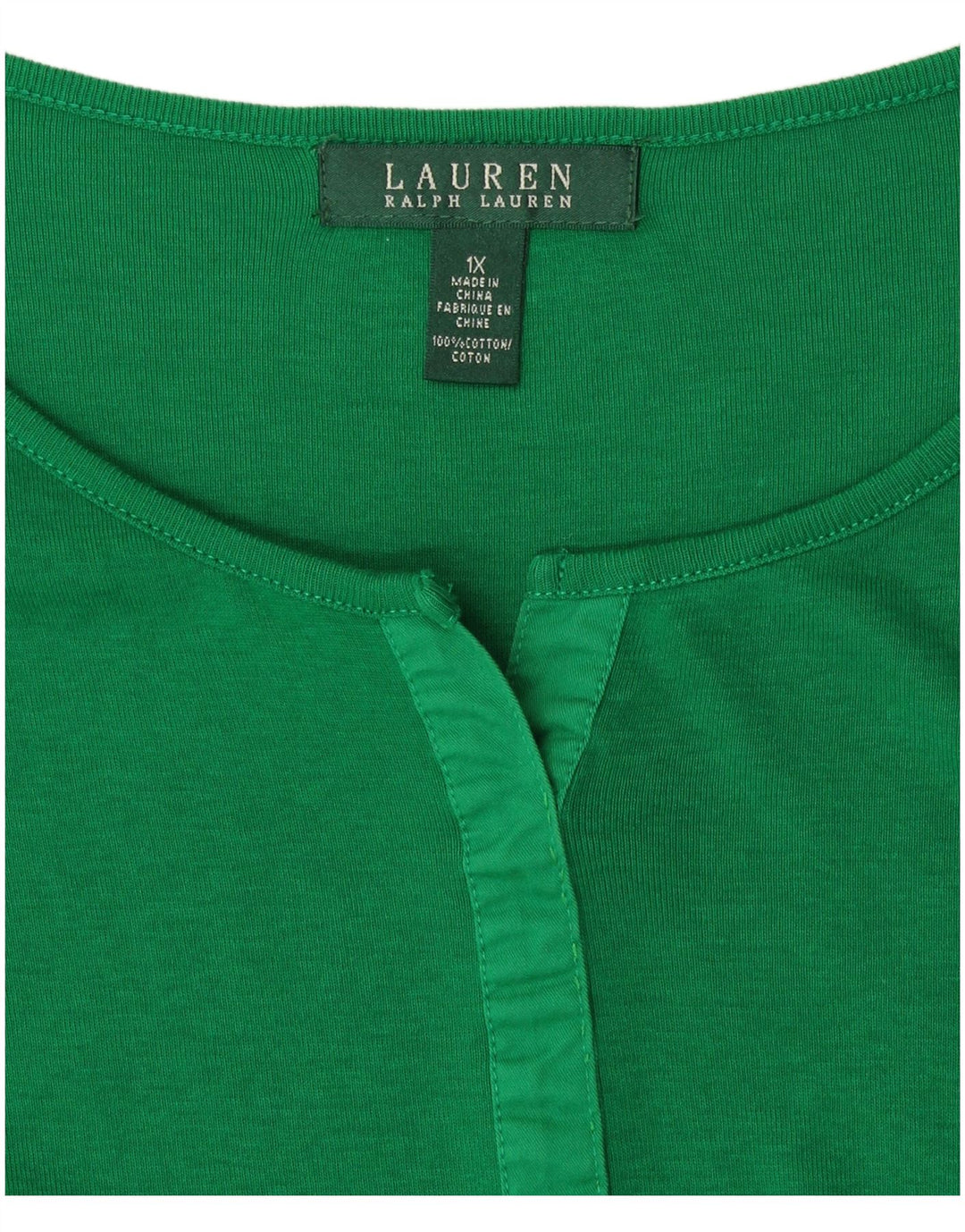 RALPH LAUREN Haut Femme Manches Longues UK 18 XL Coton Vert