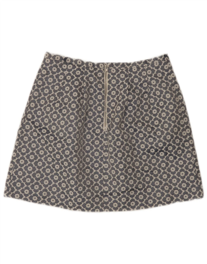 Oasis Mini-jupe femme UK 10 Small W28 Gris Floral Polyester