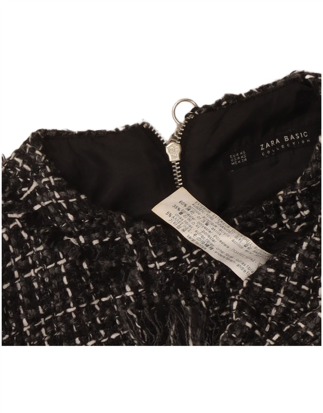 Zara Robe droite sans manches pour femme UK 6 XS Acrylique à carreaux noir