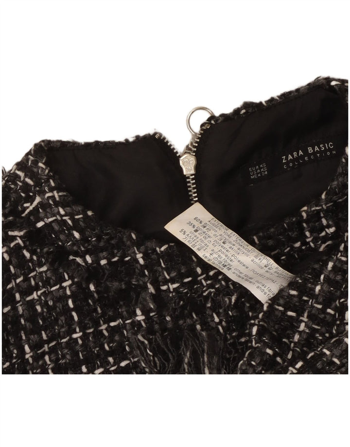 Zara Robe droite sans manches pour femme UK 6 XS Acrylique à carreaux noir