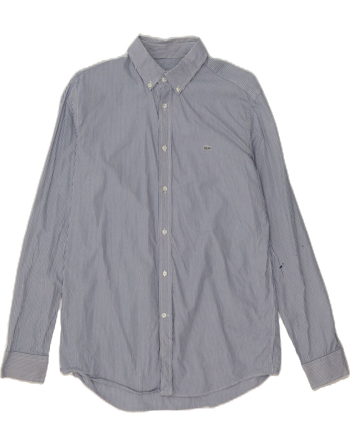 LACOSTE Mens Classic Fit Shirt Size 39 Medium Blue Striped Cotton Vintage Lacoste and Second-Hand Lacoste from Messina Hembry 