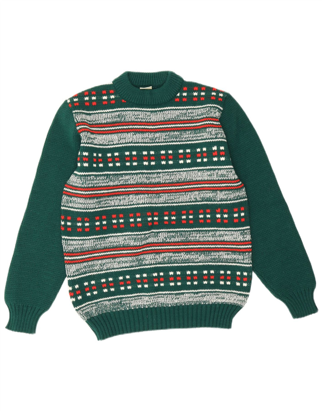 Dralon Pull à col rond pour homme Petit Vert Fair Isle Polyacrylique